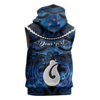 Personalized Maori Matariki Hei Matau Sleeveless Hoodie Maori Kowhaiwhai Pattern Galaxy