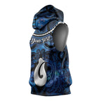 Personalized Maori Matariki Hei Matau Sleeveless Hoodie Maori Kowhaiwhai Pattern Galaxy