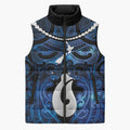 Personalized Maori Matariki Hei Matau Sleeveless Puffer Jacket Maori Kowhaiwhai Pattern Galaxy