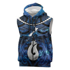Personalized Maori Matariki Hei Matau Sleeveless Zip Hoodie Maori Kowhaiwhai Pattern Galaxy