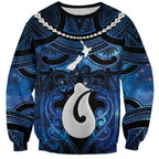 Personalized Maori Matariki Hei Matau Sweatshirt Maori Kowhaiwhai Pattern Galaxy
