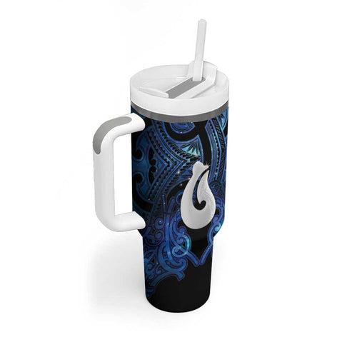 Personalized Maori Matariki Hei Matau Tumbler With Handle Maori Kowhaiwhai Pattern Galaxy