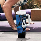 Personalized Maori Matariki Hei Matau Tumbler With Handle Maori Kowhaiwhai Pattern Galaxy