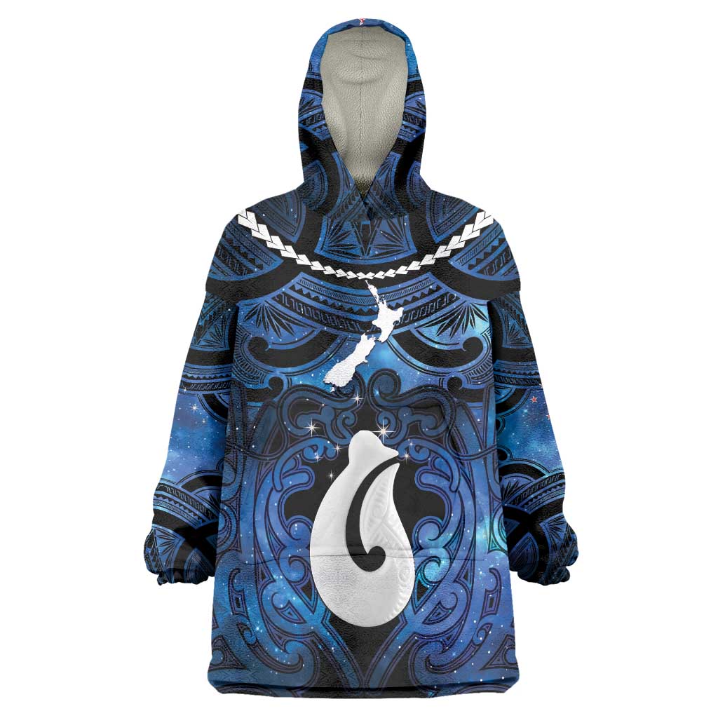 Personalized Maori Matariki Hei Matau Wearable Blanket Hoodie Maori Kowhaiwhai Pattern Galaxy