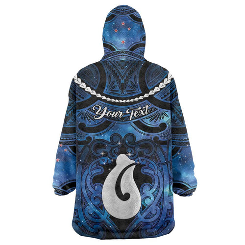 Personalized Maori Matariki Hei Matau Wearable Blanket Hoodie Maori Kowhaiwhai Pattern Galaxy
