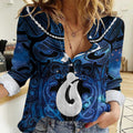Personalized Maori Matariki Hei Matau Women Casual Shirt Maori Kowhaiwhai Pattern Galaxy