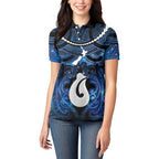 Personalized Maori Matariki Hei Matau Women Polo Shirt Maori Kowhaiwhai Pattern Galaxy