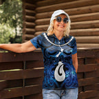 Personalized Maori Matariki Hei Matau Women Polo Shirt Maori Kowhaiwhai Pattern Galaxy