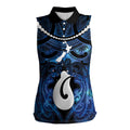 Personalized Maori Matariki Hei Matau Women Sleeveless Polo Shirt Maori Kowhaiwhai Pattern Galaxy