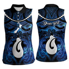 Personalized Maori Matariki Hei Matau Women Sleeveless Polo Shirt Maori Kowhaiwhai Pattern Galaxy