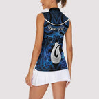 Personalized Maori Matariki Hei Matau Women Sleeveless Polo Shirt Maori Kowhaiwhai Pattern Galaxy