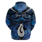 Personalized Maori Matariki Hei Matau Zip Hoodie Maori Kowhaiwhai Pattern Galaxy