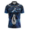 Personalized Maori Matariki Hei Matau Zipper Polo Shirt Maori Kowhaiwhai Pattern Galaxy