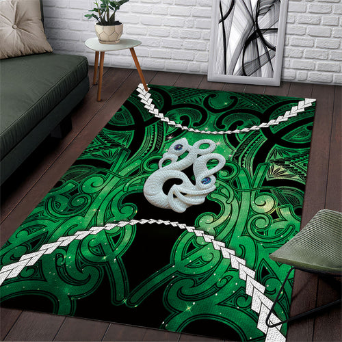 Maori Matariki Manaia Kakariki Area Rug Maori Kowhaiwhai Pattern Galaxy