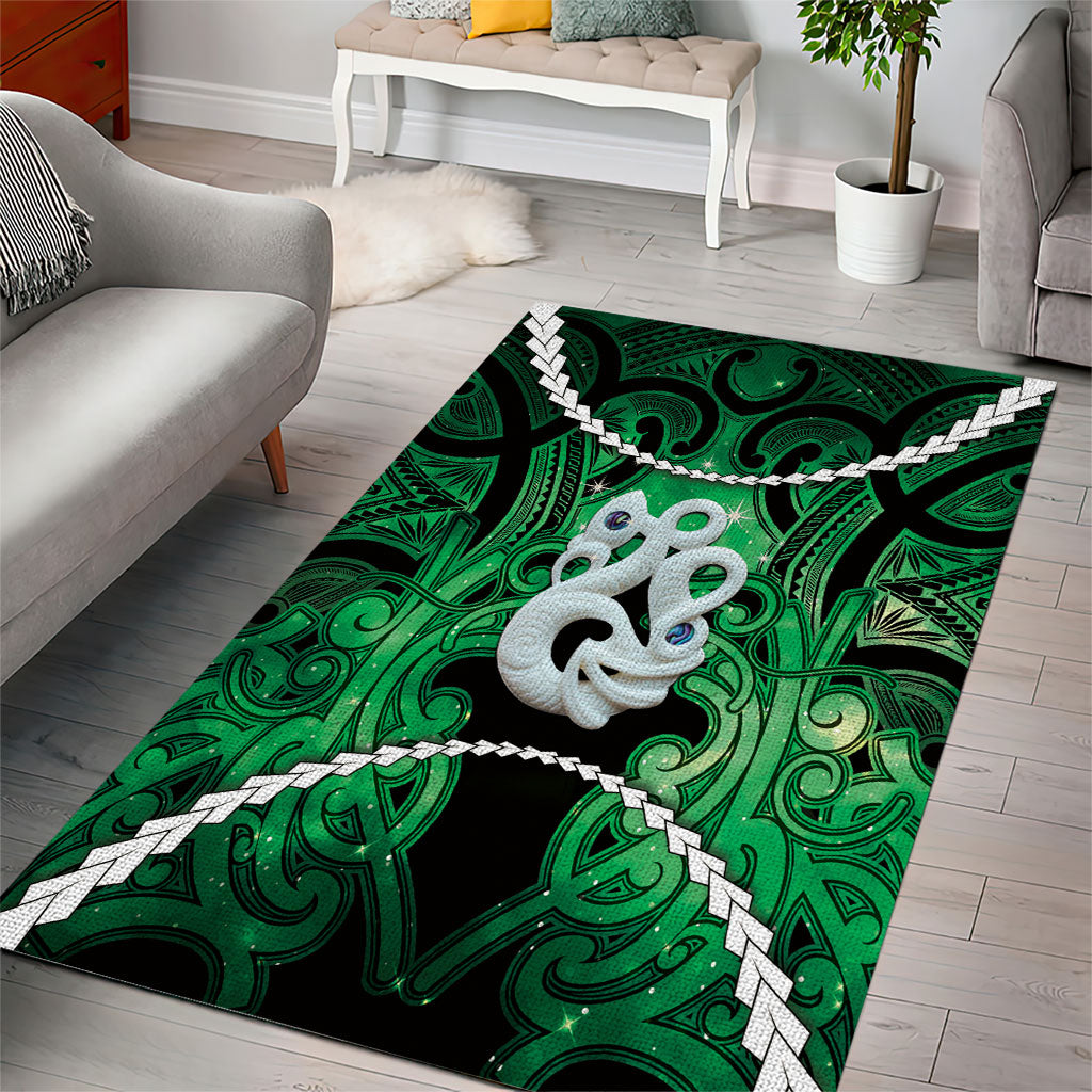 Maori Matariki Manaia Kakariki Area Rug Maori Kowhaiwhai Pattern Galaxy