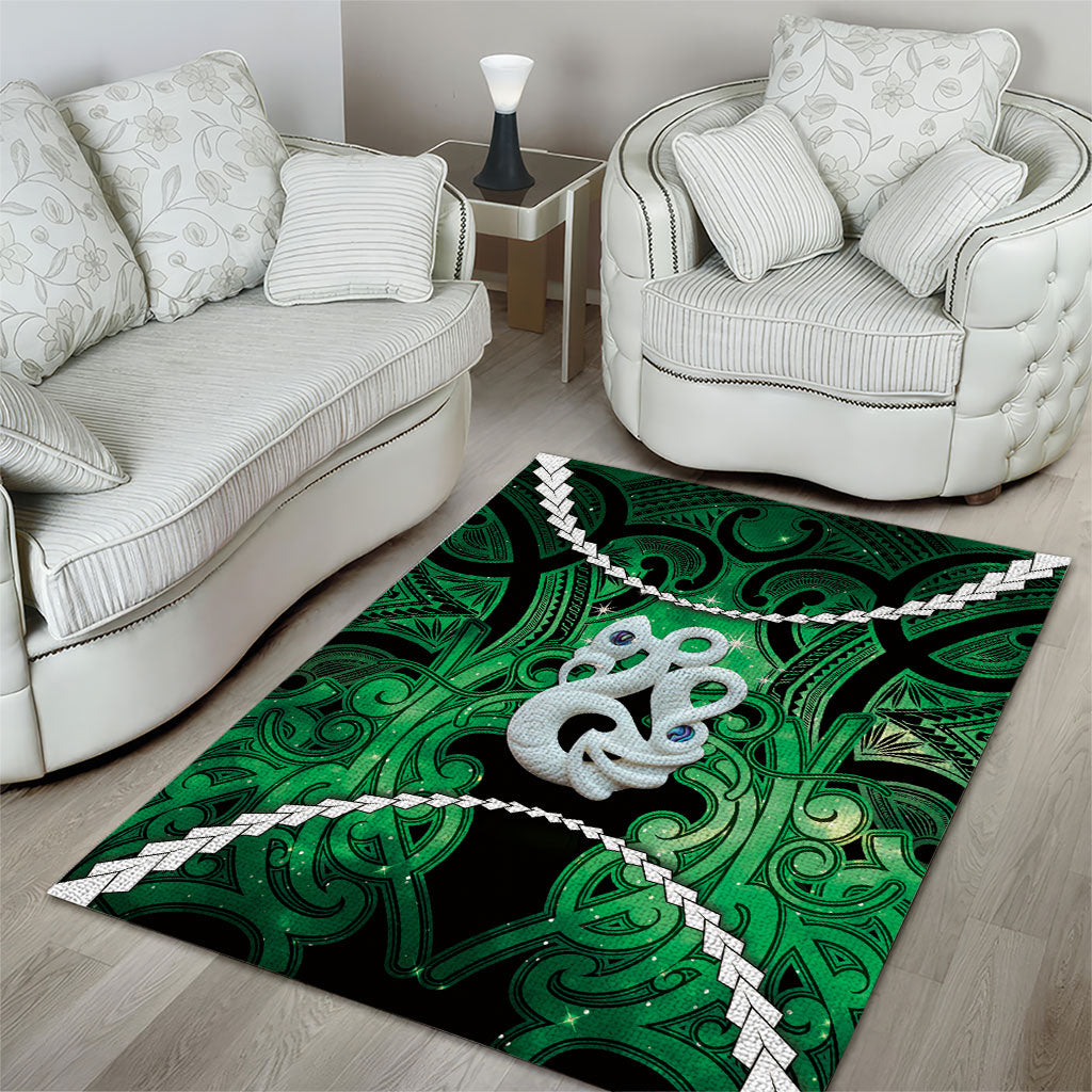 Maori Matariki Manaia Kakariki Area Rug Maori Kowhaiwhai Pattern Galaxy