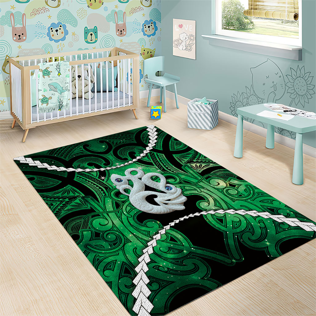 Maori Matariki Manaia Kakariki Area Rug Maori Kowhaiwhai Pattern Galaxy