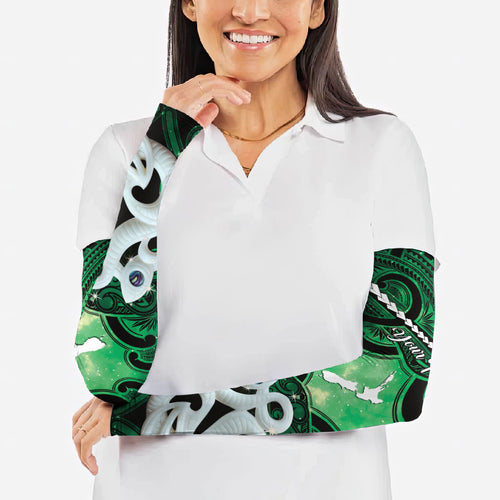 Personalised Maori Matariki Manaia Kakariki Arm Sleeves Maori Kowhaiwhai Pattern Galaxy