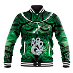 Personalised Maori Matariki Manaia Kakariki Baseball Jacket Maori Kowhaiwhai Pattern Galaxy