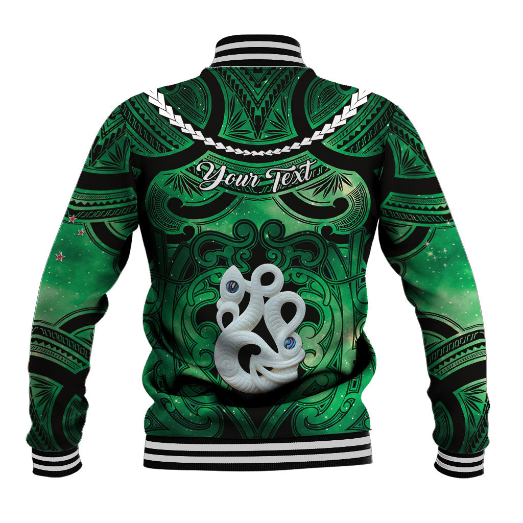 Personalised Maori Matariki Manaia Kakariki Baseball Jacket Maori Kowhaiwhai Pattern Galaxy