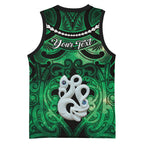 Personalised Maori Matariki Manaia Kakariki Basketball Jersey Maori Kowhaiwhai Pattern Galaxy
