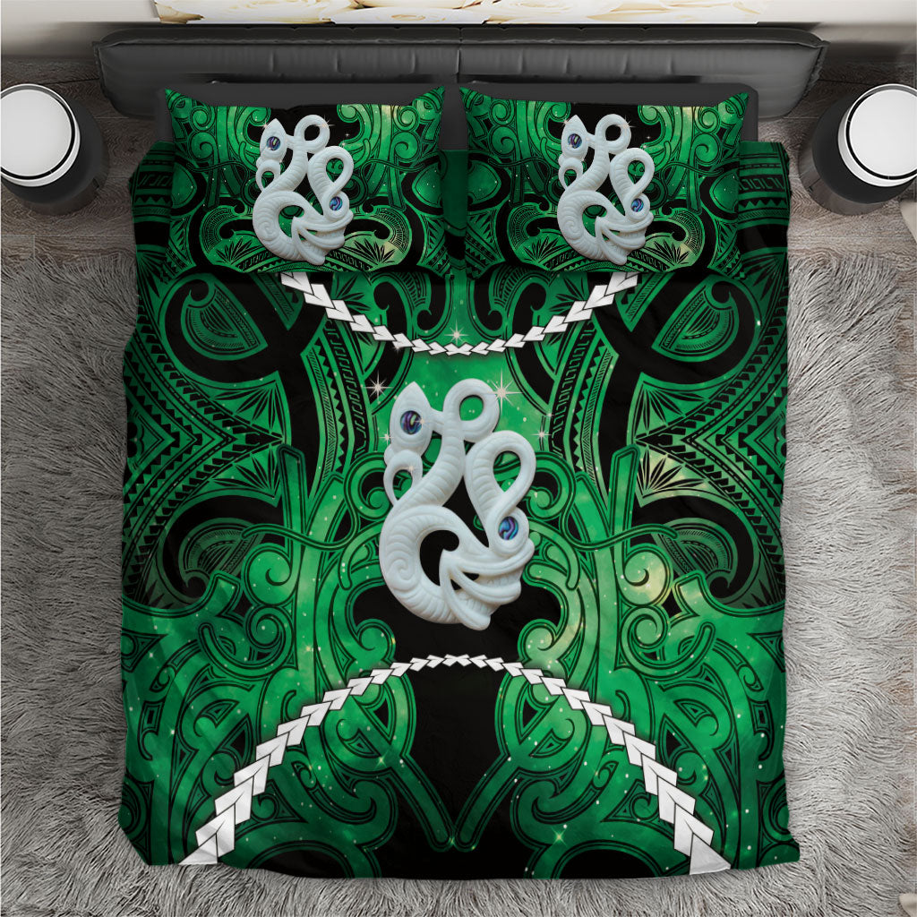 Maori Matariki Manaia Kakariki Bedding Set Maori Kowhaiwhai Pattern Galaxy
