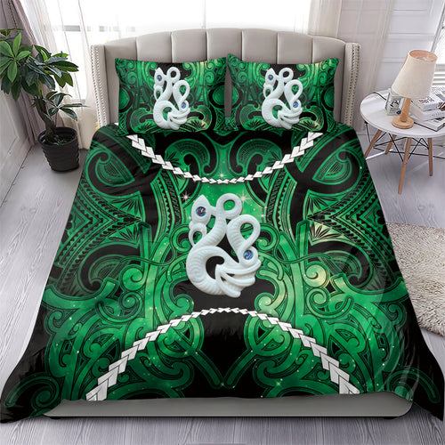 Maori Matariki Manaia Kakariki Bedding Set Maori Kowhaiwhai Pattern Galaxy