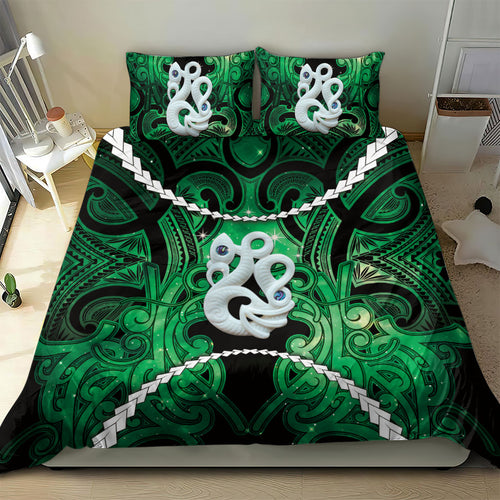 Maori Matariki Manaia Kakariki Bedding Set Maori Kowhaiwhai Pattern Galaxy