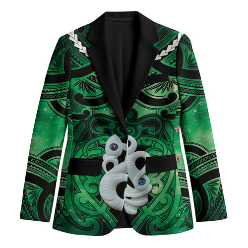 Personalised Maori Matariki Manaia Kakariki Blazer Maori Kowhaiwhai Pattern Galaxy