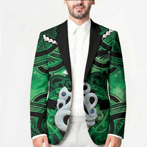 Personalised Maori Matariki Manaia Kakariki Blazer Maori Kowhaiwhai Pattern Galaxy