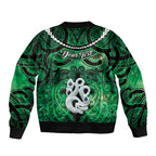 Personalised Maori Matariki Manaia Kakariki Bomber Jacket Maori Kowhaiwhai Pattern Galaxy
