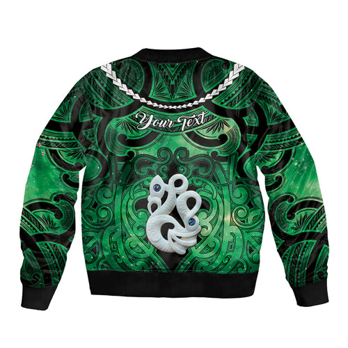 Personalised Maori Matariki Manaia Kakariki Bomber Jacket Maori Kowhaiwhai Pattern Galaxy