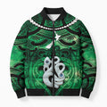 Personalised Maori Matariki Manaia Kakariki Bomber Puffer Jacket Maori Kowhaiwhai Pattern Galaxy
