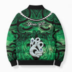 Personalised Maori Matariki Manaia Kakariki Bomber Puffer Jacket Maori Kowhaiwhai Pattern Galaxy