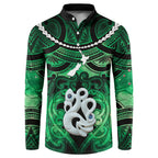 Personalised Maori Matariki Manaia Kakariki Button Sweatshirt Maori Kowhaiwhai Pattern Galaxy