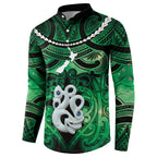 Personalised Maori Matariki Manaia Kakariki Button Sweatshirt Maori Kowhaiwhai Pattern Galaxy