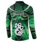 Personalised Maori Matariki Manaia Kakariki Button Sweatshirt Maori Kowhaiwhai Pattern Galaxy