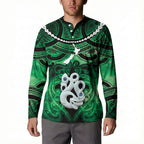 Personalised Maori Matariki Manaia Kakariki Button Sweatshirt Maori Kowhaiwhai Pattern Galaxy