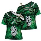 Personalised Maori Matariki Manaia Kakariki Cross Shoulder Shirt Maori Kowhaiwhai Pattern Galaxy