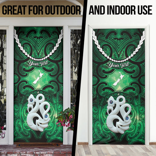 Personalised Maori Matariki Manaia Kakariki Door Cover Maori Kowhaiwhai Pattern Galaxy