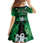 Personalised Maori Matariki Manaia Kakariki Family Matching Off Shoulder Short Dress and Hawaiian Shirt Maori Kowhaiwhai Pattern Galaxy
