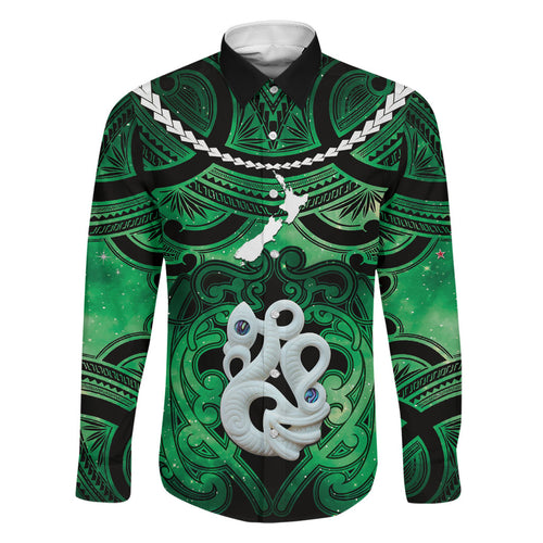 Personalised Maori Matariki Manaia Kakariki Family Matching Puletasi and Hawaiian Shirt Maori Kowhaiwhai Pattern Galaxy