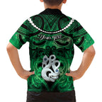 Personalised Maori Matariki Manaia Kakariki Family Matching Short Sleeve Bodycon Dress and Hawaiian Shirt Maori Kowhaiwhai Pattern Galaxy
