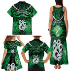 Personalised Maori Matariki Manaia Kakariki Family Matching Tank Maxi Dress and Hawaiian Shirt Maori Kowhaiwhai Pattern Galaxy
