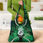 Maori Matariki Manaia Kakariki Grocery Bag Maori Kowhaiwhai Pattern Galaxy