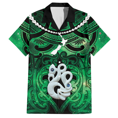 Personalised Maori Matariki Manaia Kakariki Hawaiian Shirt Maori Kowhaiwhai Pattern Galaxy