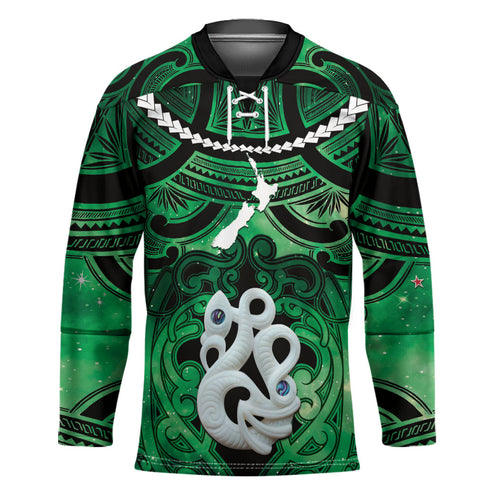 Personalised Maori Matariki Manaia Kakariki Hockey Jersey Maori Kowhaiwhai Pattern Galaxy