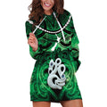 Personalised Maori Matariki Manaia Kakariki Hoodie Dress Maori Kowhaiwhai Pattern Galaxy