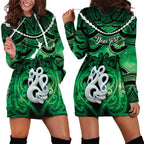Personalised Maori Matariki Manaia Kakariki Hoodie Dress Maori Kowhaiwhai Pattern Galaxy