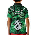 Personalised Maori Matariki Manaia Kakariki Kid Polo Shirt Maori Kowhaiwhai Pattern Galaxy